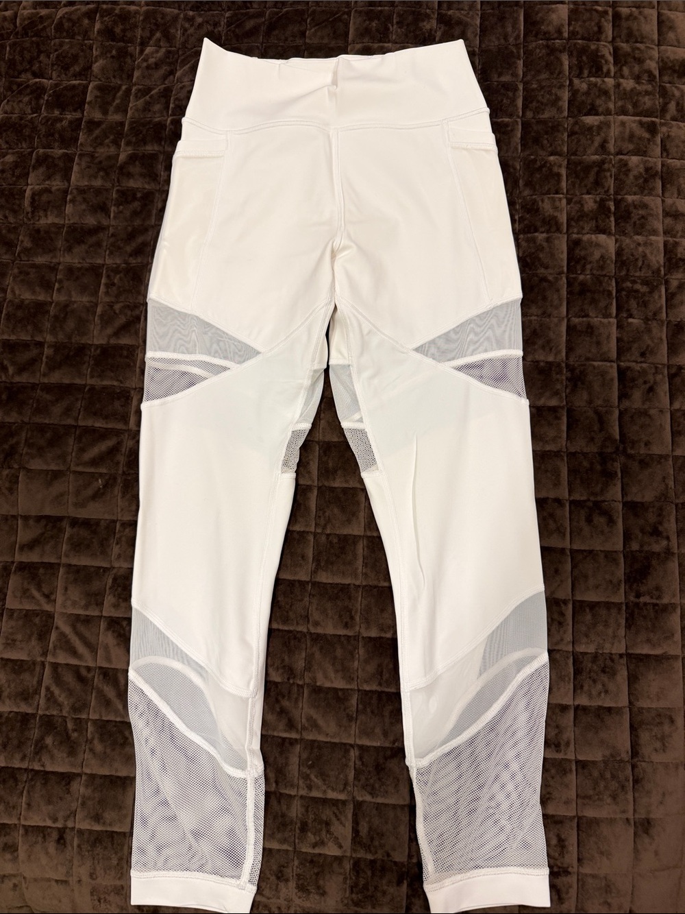 lululemon athletica White Mesh Accent High-Rise Leggings